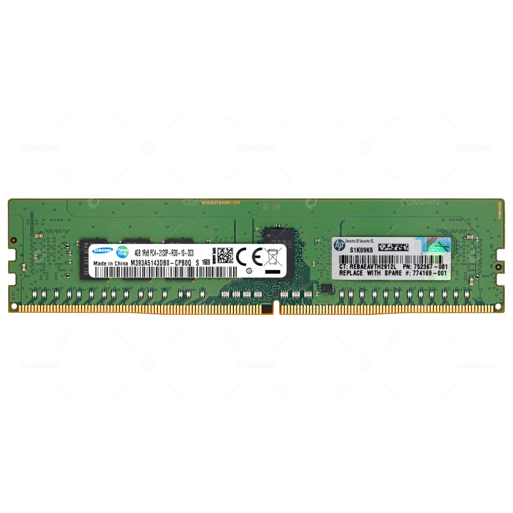 752367-081 HP DDR4 4GB 1RX8 PC4-17000 2133MHZ RDIMM